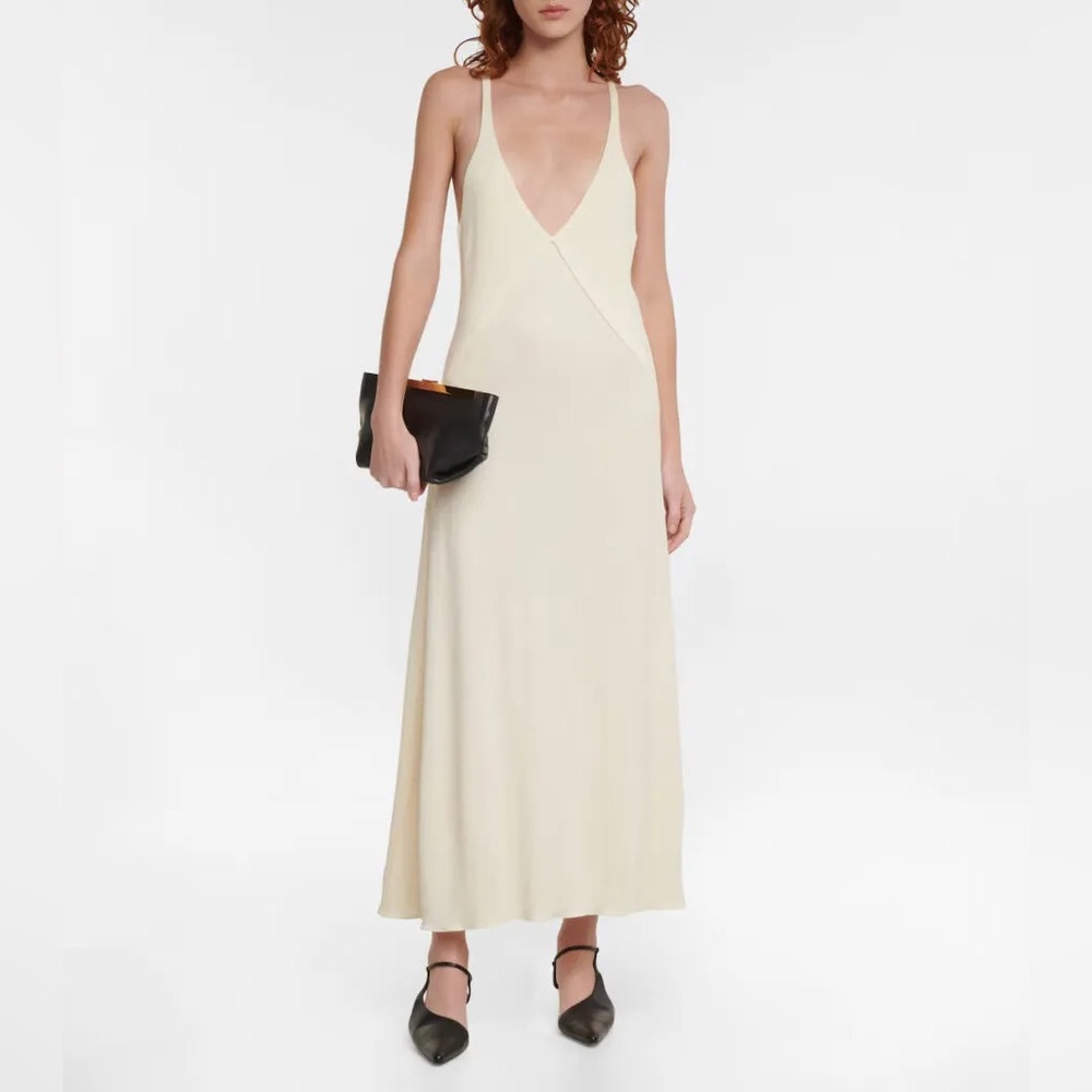 Khaite Francine Jersey Maxi Dress, off-white, size XS, as seen on Meghan Markle
